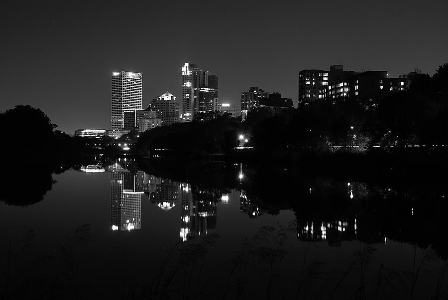 Black and White Night Reflections Photograph by Deb Beausoleil