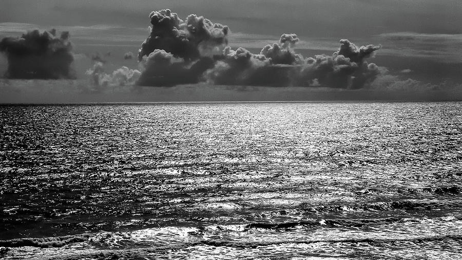 Black And White Ocean Clouds Photograph