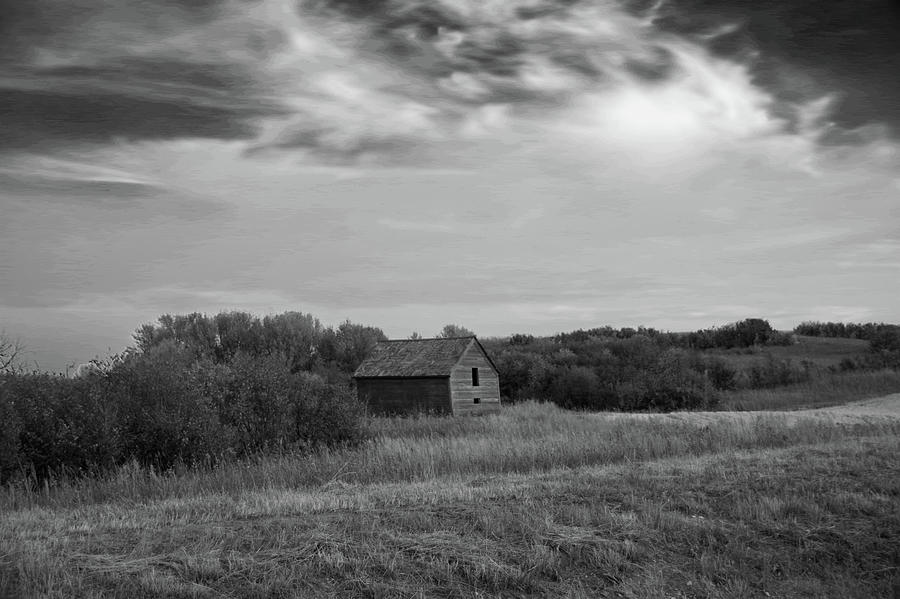 Black And White Of A Barn In North Dakota Photograph