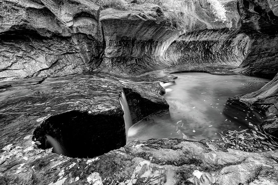 Black and white of the subway in Zion Photograph by Greg Wyatt