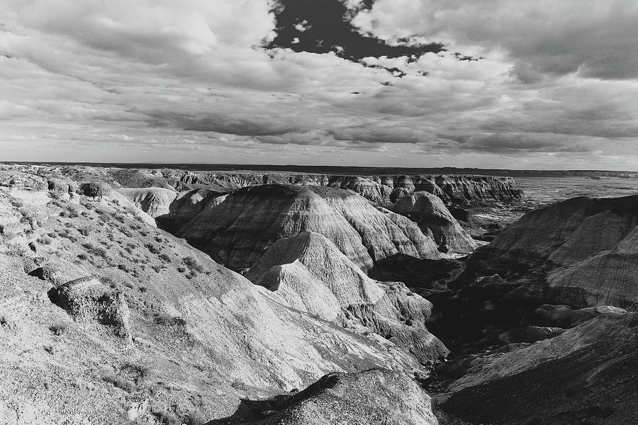 Black and white on to The Bisti Badlands Photograph by Jeff Swan