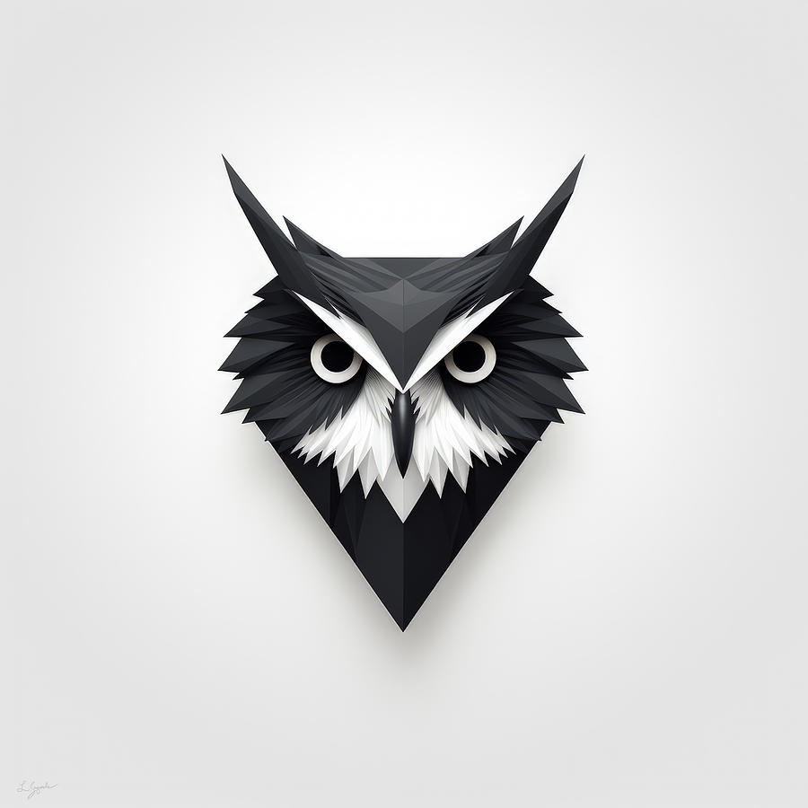 Black and White Owl Art Painting by Lourry Legarde