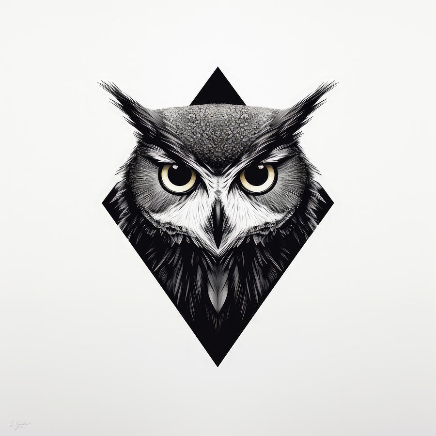 Black and White Owls Painting by Lourry Legarde