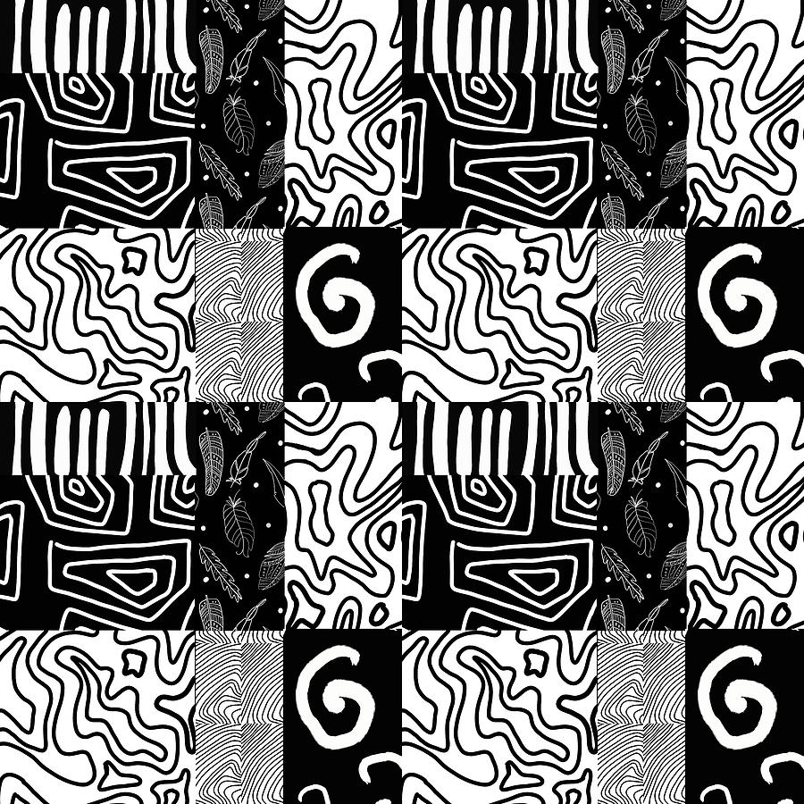 Black and White Patterns Drawing by Nancy Merkle