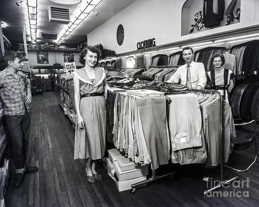 Up Movie Photograph - Black And White Photo Of A Store In 1950 by Ok More Photos