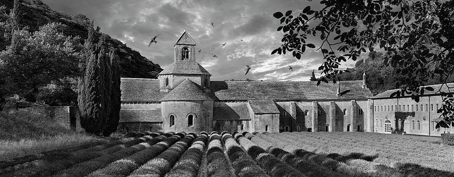 Sacred Stone - Black and white photo of the Romanesque Senanque Abbey Photograph by Paul E Williams