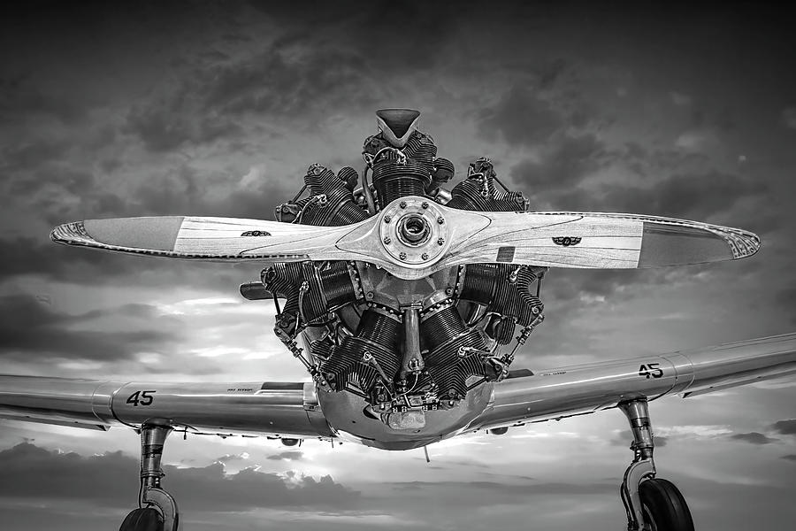 Black and White Photograph of a Fairchild PT-23 Cornell Trainer  Photograph by Randall Nyhof