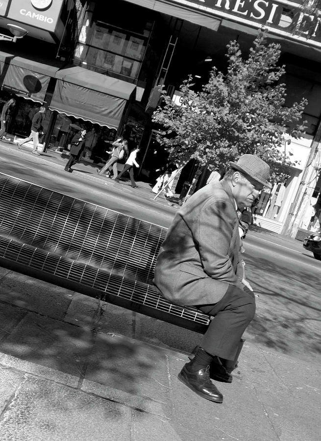 Black and White Photography Man on a Bench Photograph by Matthew Bamberg