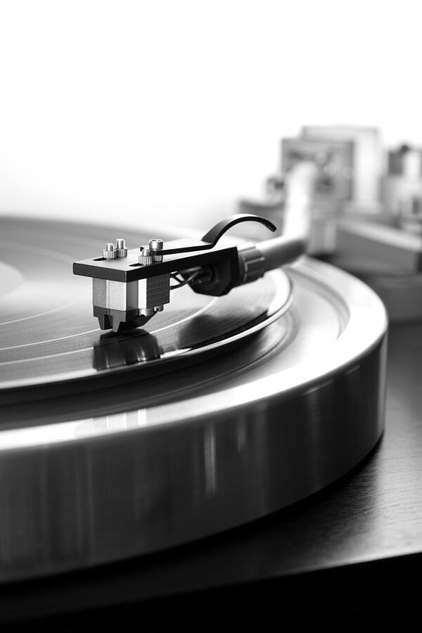 Black and White photography of Record Player against white background Photograph by Kyoshino