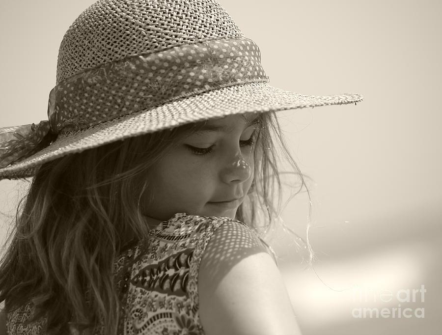 Black and white portrait of a little girl with hat 2 Photograph by ...