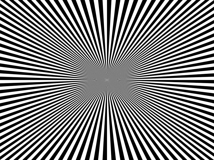 Black and White Psychedelic Eye Dazzler Optical Illusion Mid Century Modern Digital Art by Peter Ogden