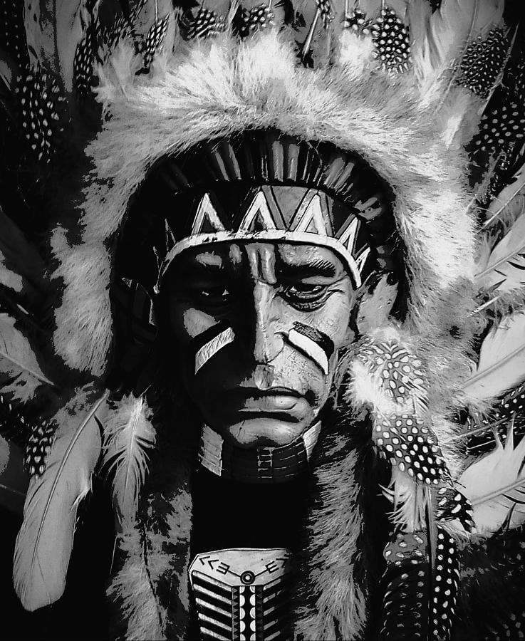 Black and White Red Indian Portrait Photograph by Loraine Yaffe