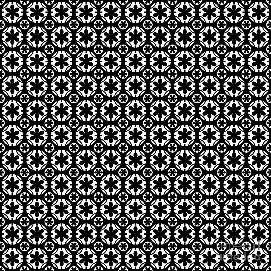 Black And White - Retro Daisy Flowers 1960s Mod Ska Two-Tone Digital ...