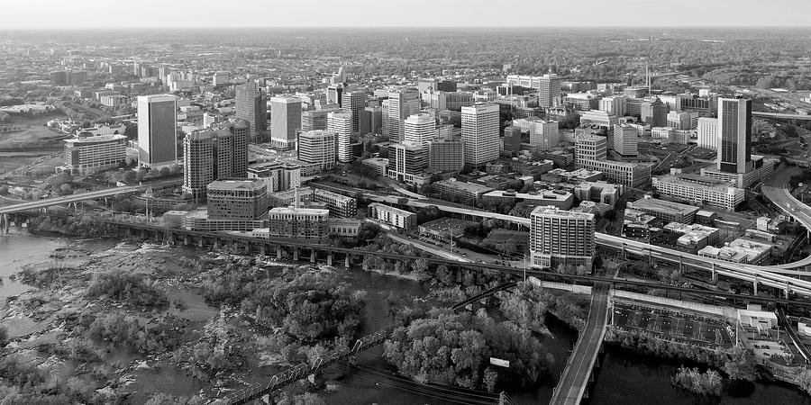 Black and White Richmond Skyline Photograph by Richmond Aerials