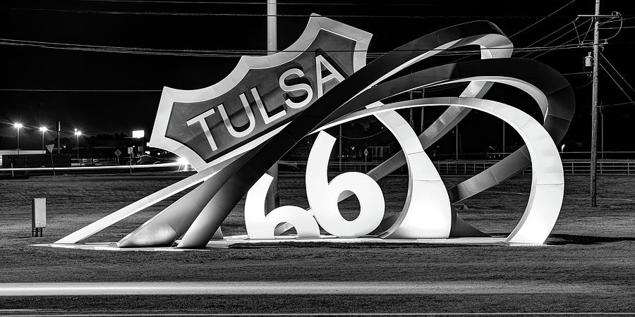 Black And White Route 66 Rising Panorama - Tulsa Oklahoma Photograph