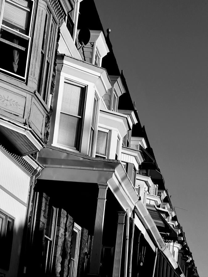 Black and White Row Homes of Reading, PA at Sunset Photograph by Mary ...