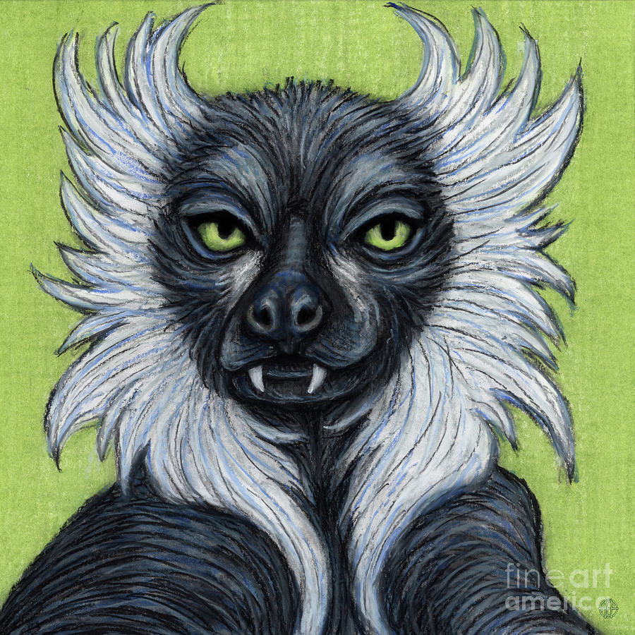 Black and White Ruffed Lemur Painting by Amy E Fraser