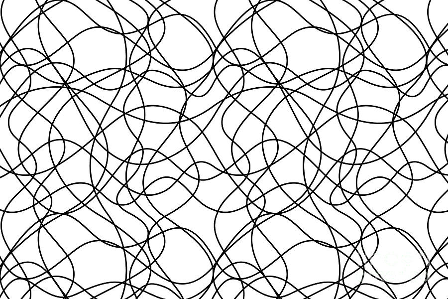 Black And White Scribbled Lines Abstract Hand Drawn Mosaic Pattern 