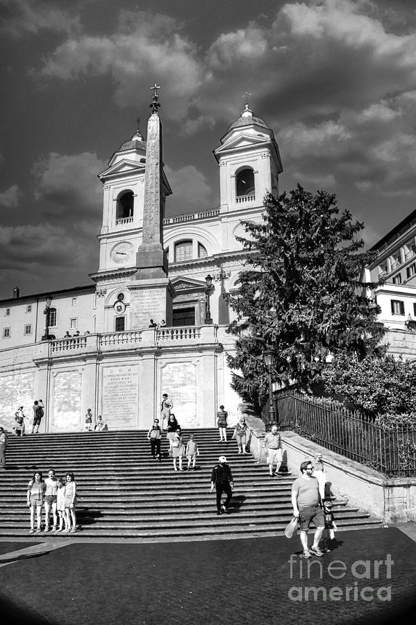 Black and White Spanish Steps and Church of Trinita Dei Monti in Rome  Photograph by Stefano Senise