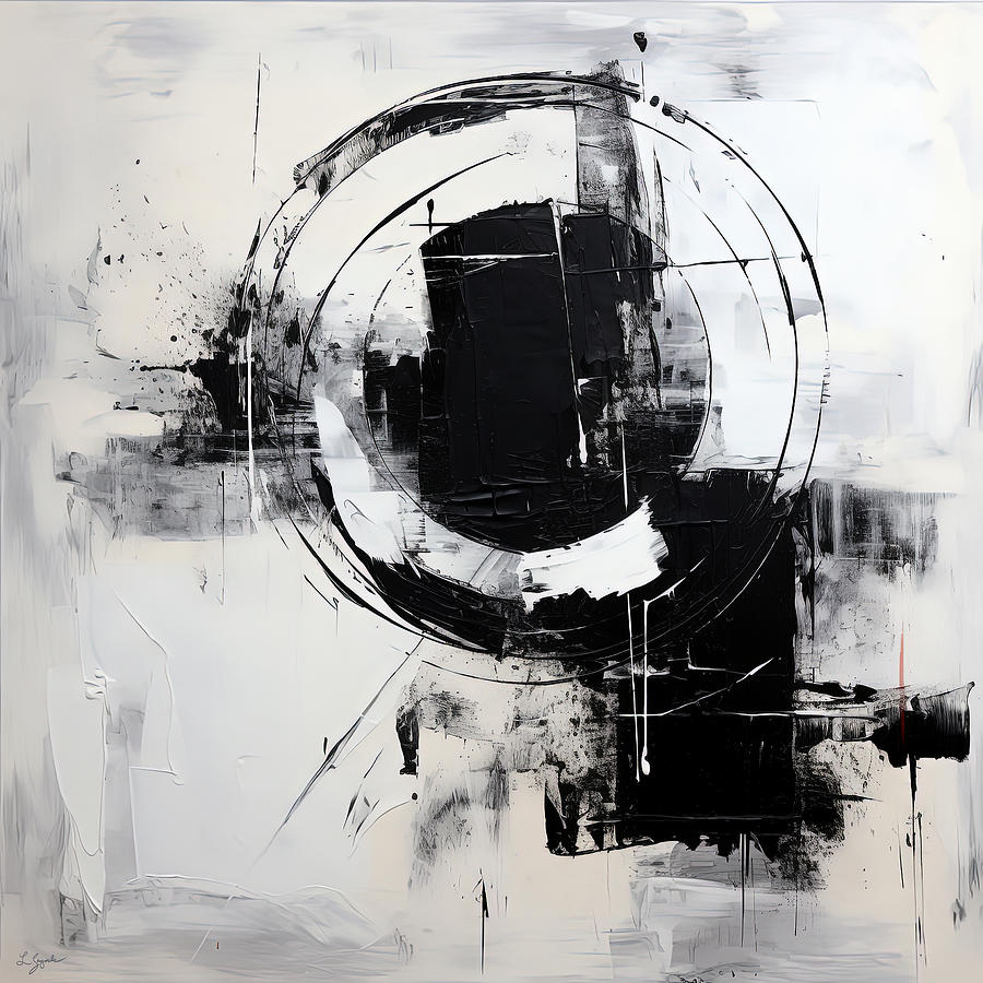 Black and White Spiral Art Painting by Lourry Legarde