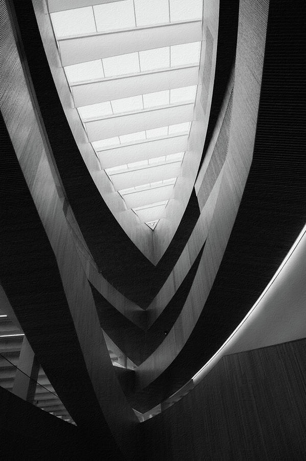 Black And White Spiral Stairs In Watercolor Photograph by Timeless ...