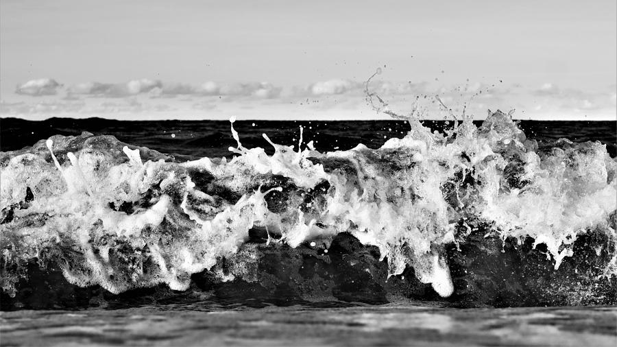 Black and White Splashy Waves Photograph by Kathrin Poersch
