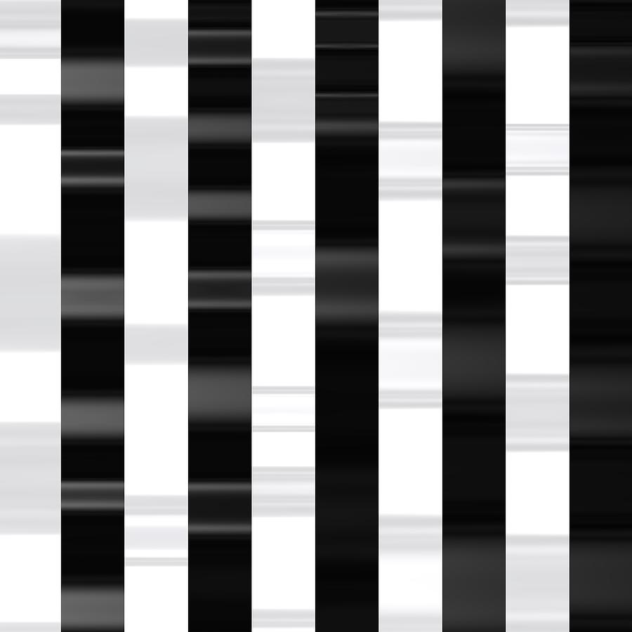 Black And White Sport Waves Striped Digital Art