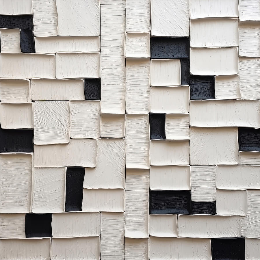 Black and White Squares Painting by Lourry Legarde Black and White Squares Painting by Lourry Legarde