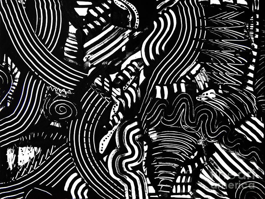 Black and White Stripes 8327 Painting by Priscilla Batzell Expressionist Art Studio Gallery