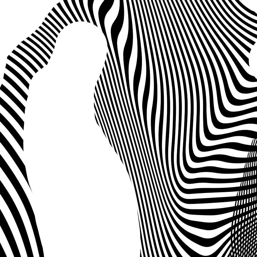 Abstract Digital Art - Black and White Stripes by Eena Bo