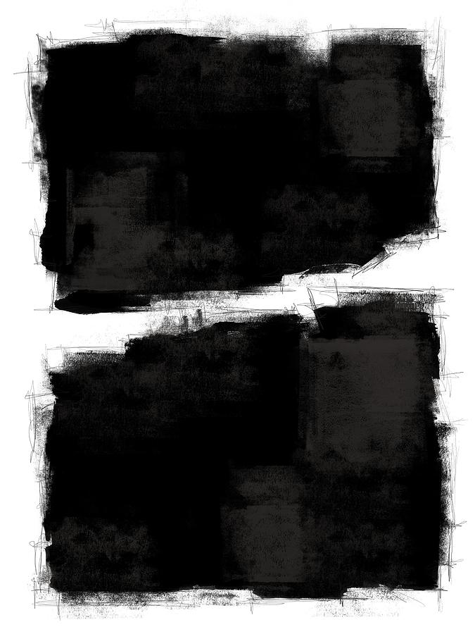 Abstract Painting - Black and white theme 15c by Imre Toth