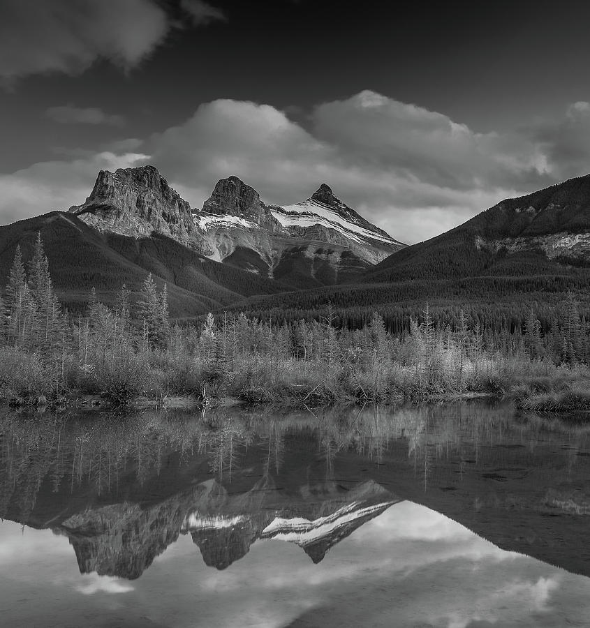 Black And White Three Sisters Mountains by Dan Sproul Black And White Three Sisters Mountains by Dan Sproul