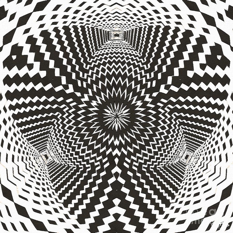 Black and White Trippy Optical Illusion 2 Digital Art by Douglas Brown. 