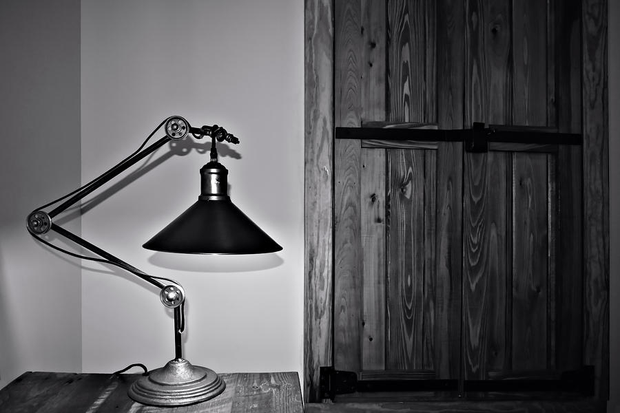Black And White Vintage Lamp Photograph by Kathy K McClellan