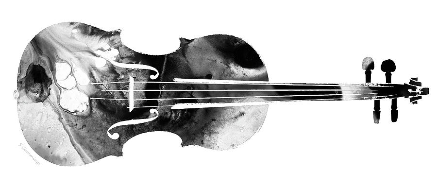 Black And White Violin Art by Sharon Cummings Painting by Sharon Cummings