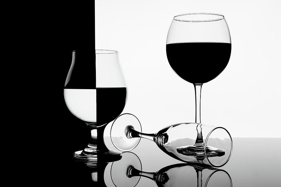 Black And White Wine Glasses Photograph by David Ilzhoefer - Fine Art ...