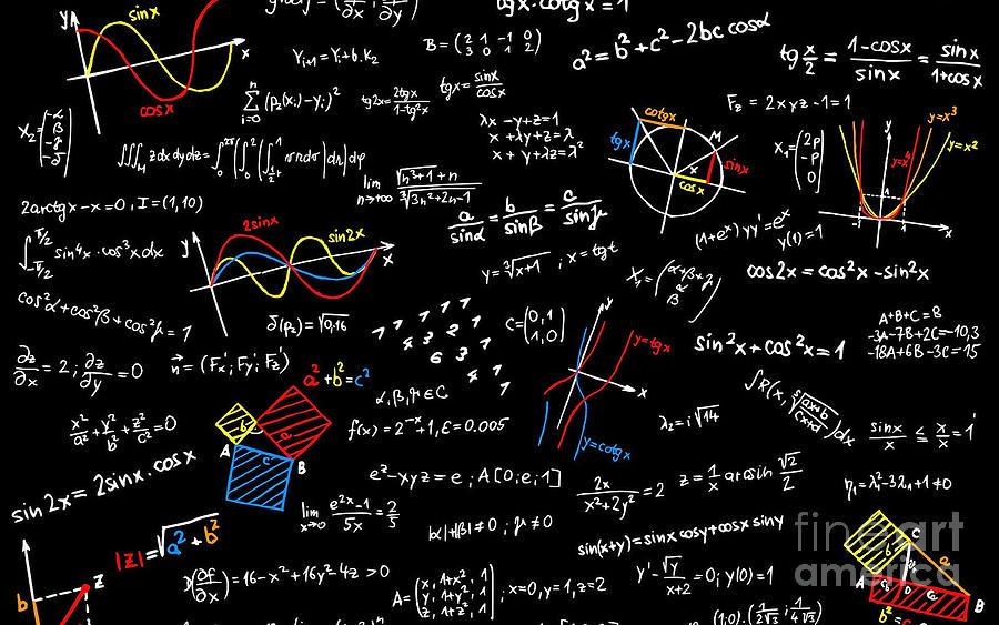 Black Background With Text Overlay Mathematics Formula Board Photograph ...