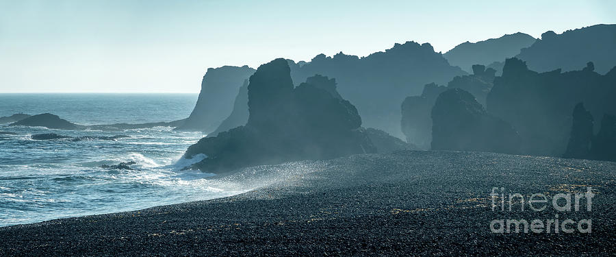 Black beach panorama, Snaefellsnes peninsula, Iceland  Photograph by Delphimages Photo Creations