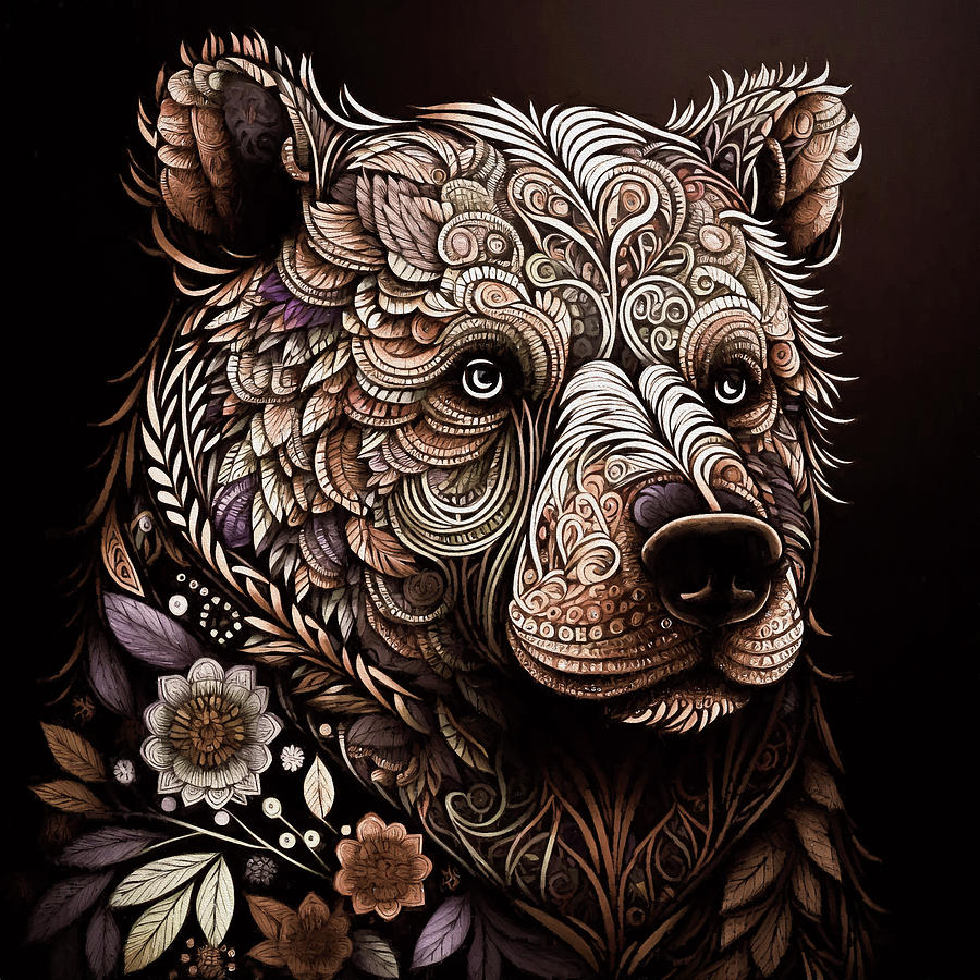 Black Bear - Brown Digital Art by Peggy Collins
