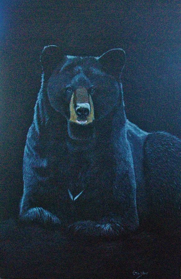 Black bear Painting by Jean Yves Crispo