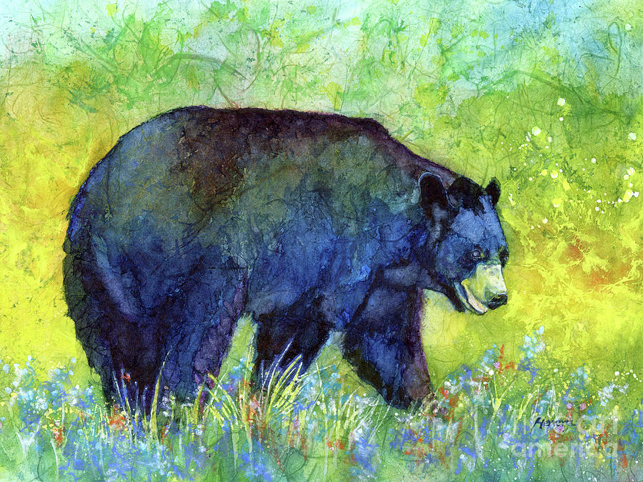 Black Bear-pastel Colors Painting