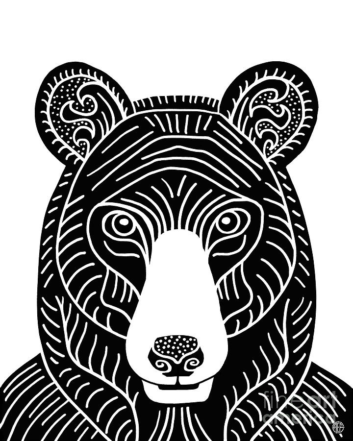 Black Bear. Wild Animal Ink 2  Drawing by Amy E Fraser