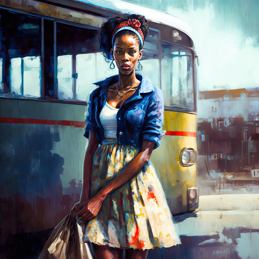 Edward Hopper Digital Art - Black Beauty at the bus by My Head Cinema
