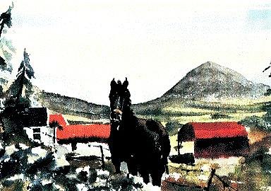 Black Beauty, Louisburg, Mayo. Painting by Val Byrne