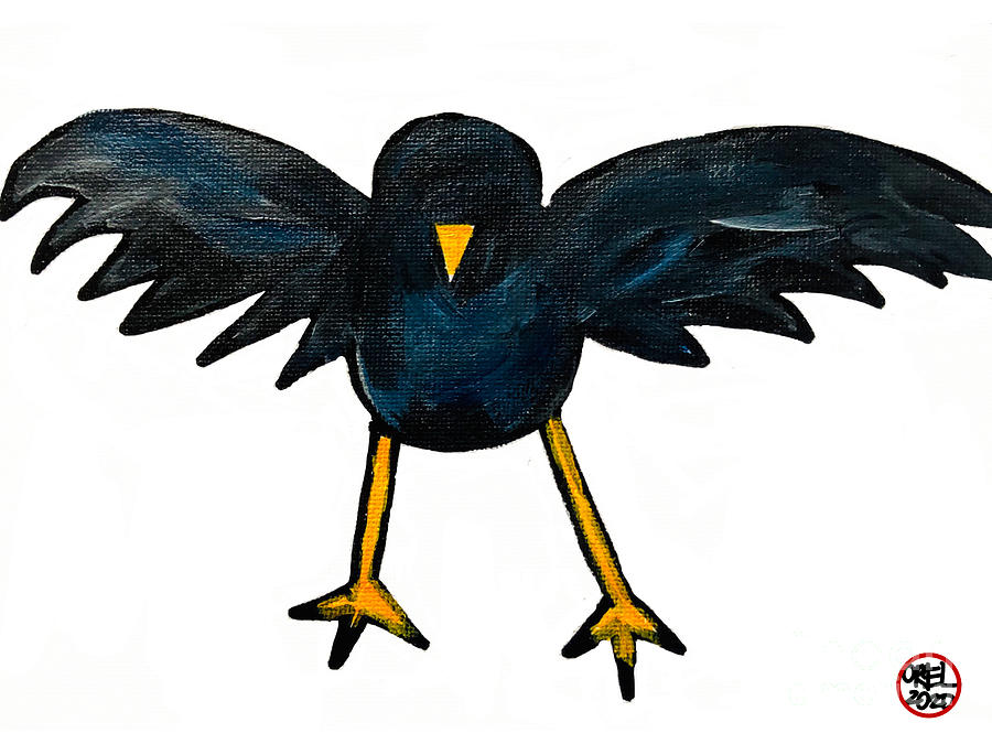 Black Bird Painting by Oriel Ceballos