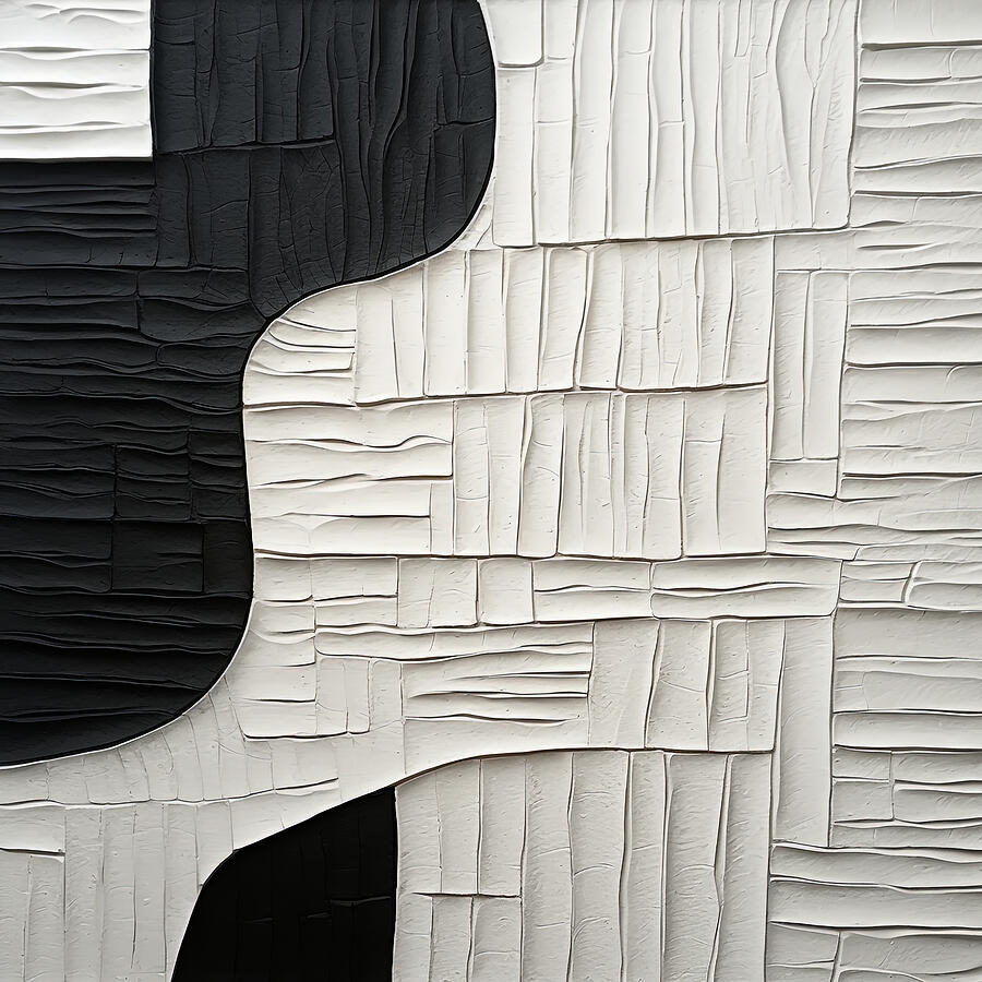 Black Black Organic Forms on White Painting by Lourry Legarde