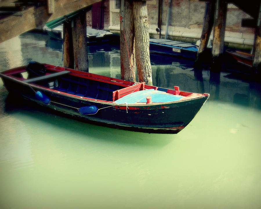 Black Boat in Venice Photograph by Lupen Grainne