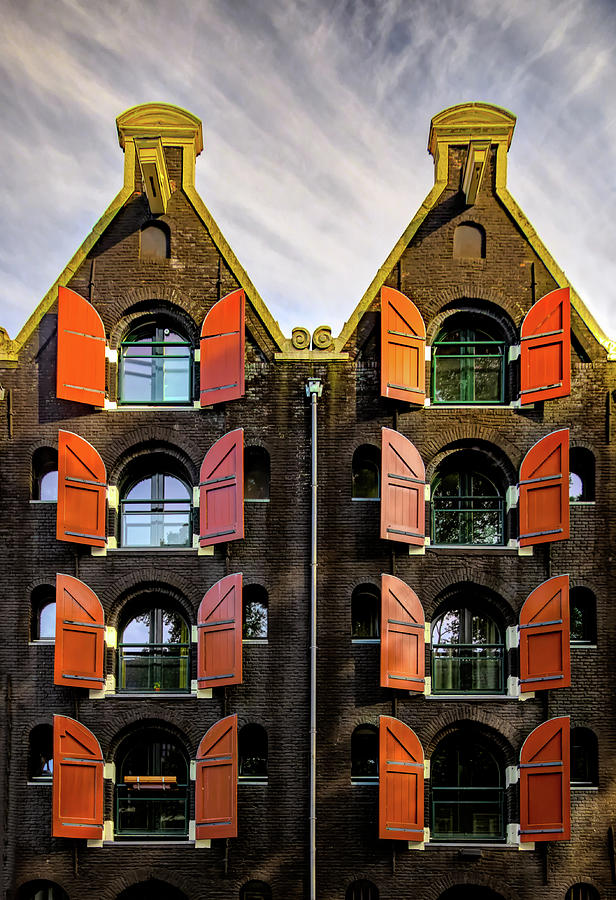 Black Brick Canal Buildings of Amsterdam Photograph by Norma Brandsberg