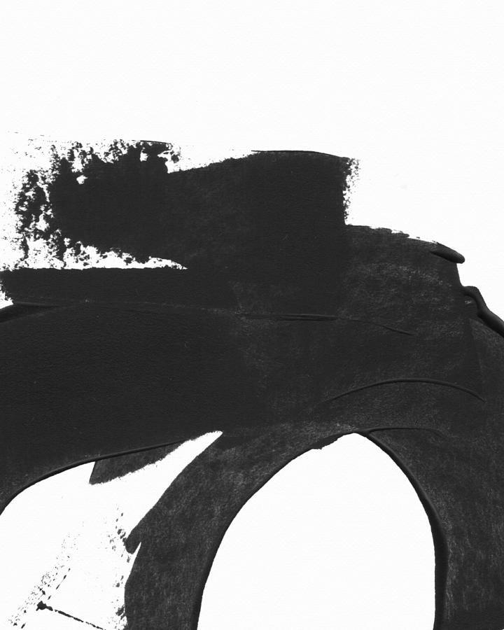 Abstract Mixed Media - Black Brushstroke 4 Vertical- Art by Linda Woods by Linda Woods