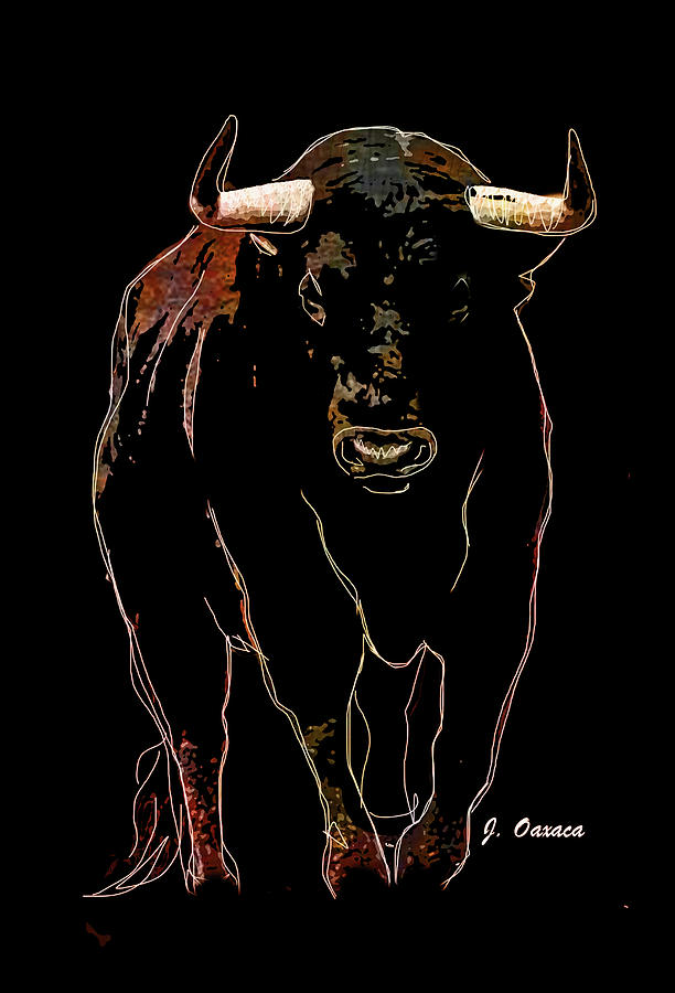 Black Bull Digital Art by J U A N - O A X A C A